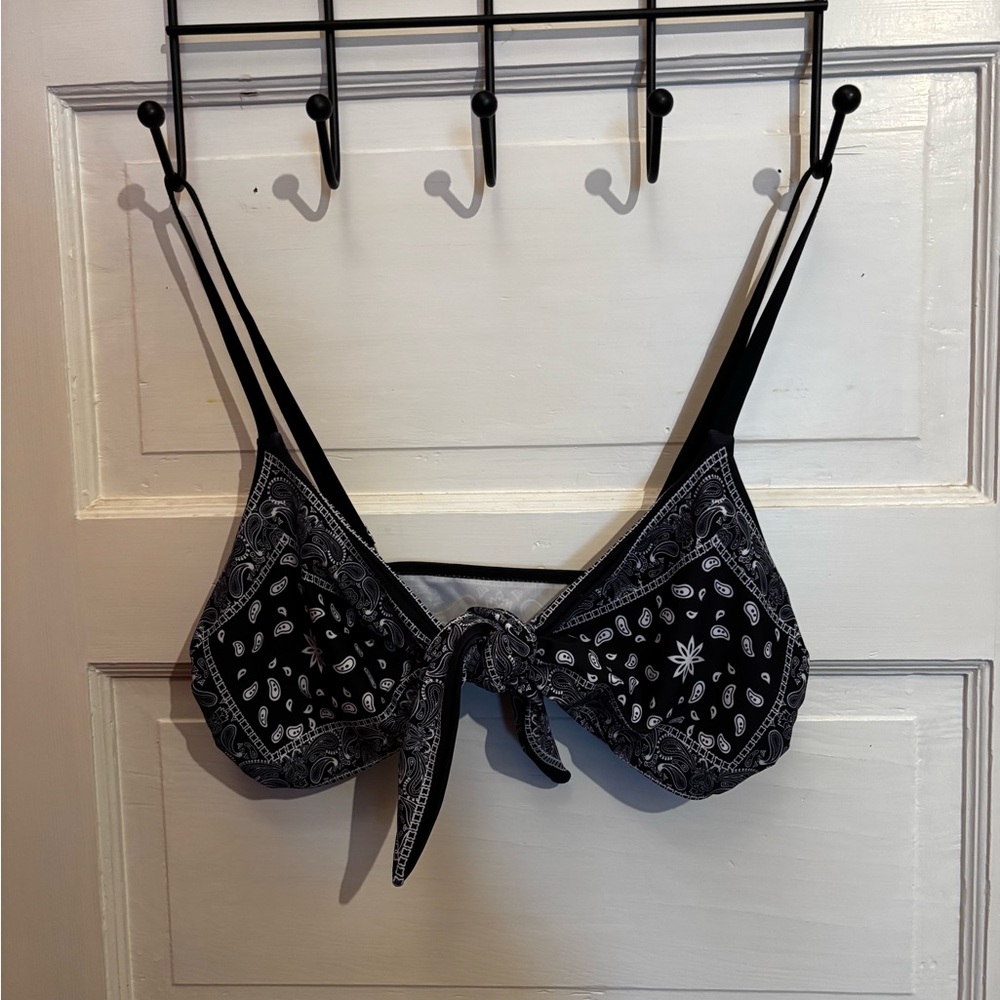 Black Paisley Bikini Top